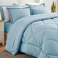 Vista 8 de CozyLux Full Size Comforter Sets Light Blue - 7 Pieces Bed in a Bag Full, Luxury Soft Bed Set for All Seasons, Bedding Set with Down Alternative