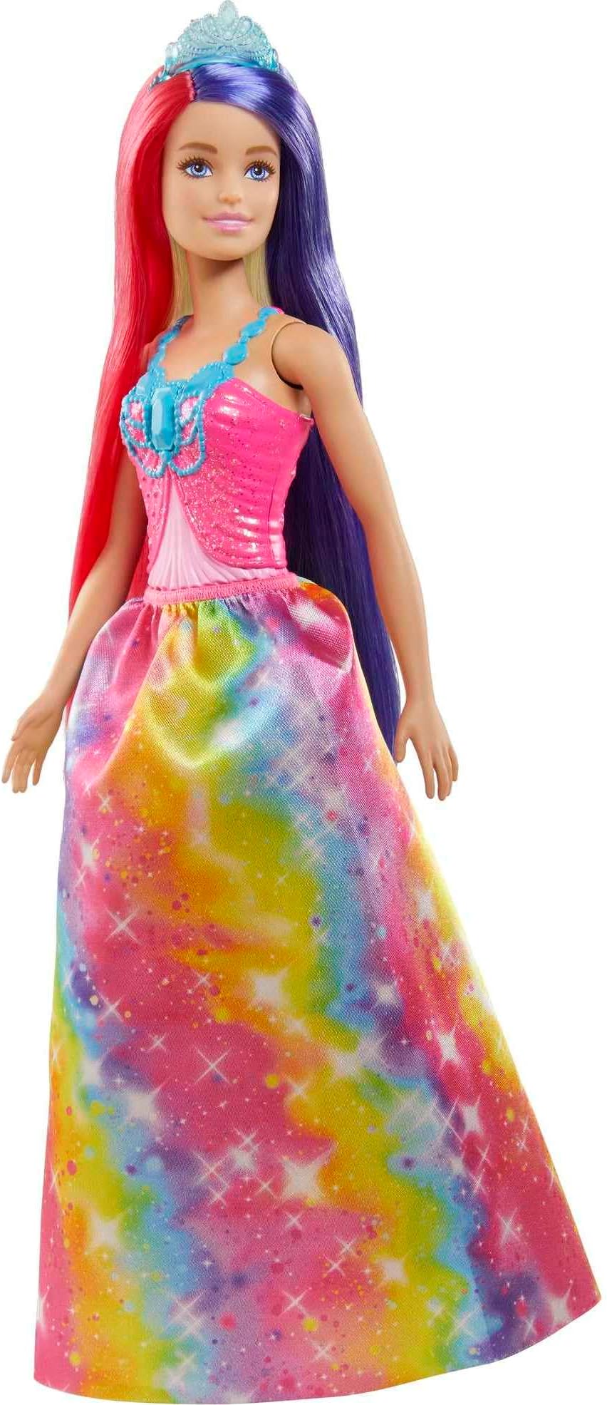 Barbie Dreamtopia Princess Doll (11.5-inch) with Extra-Long Two-Tone Fantasy Hair, Hairbrush, Tiaras and Styling Accessories, Gift for Ages 3+