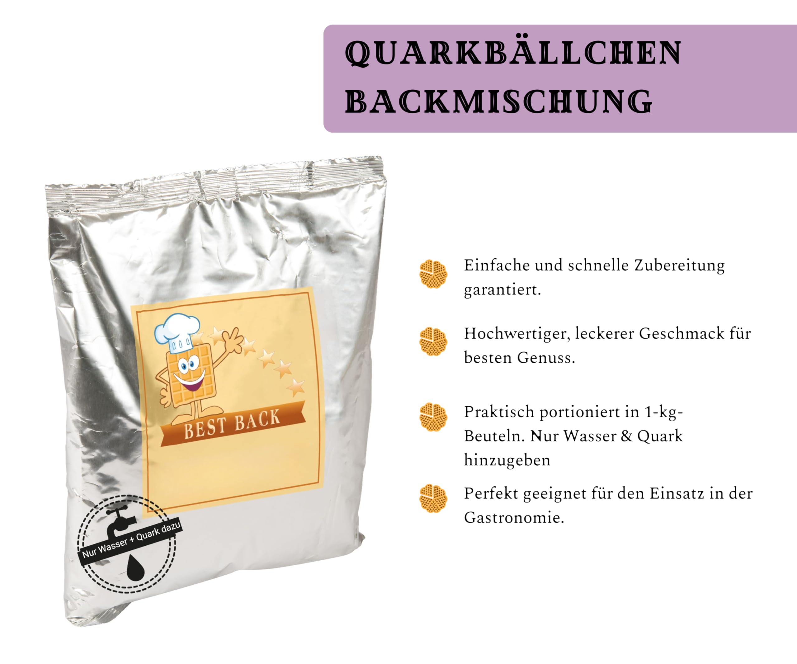 BEST BACK Quarkbällchen Backmischung 5 kg, 5er Pack (1 kg)