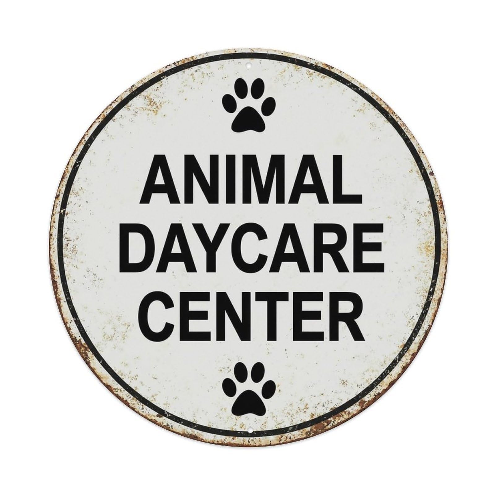 Vintage Animal Daycare Center Zone Vintage Metal Tin Sign Plaque Wall Decor for Cafe, Club Bar, Office, Garden Metal Poster 8x8Inch