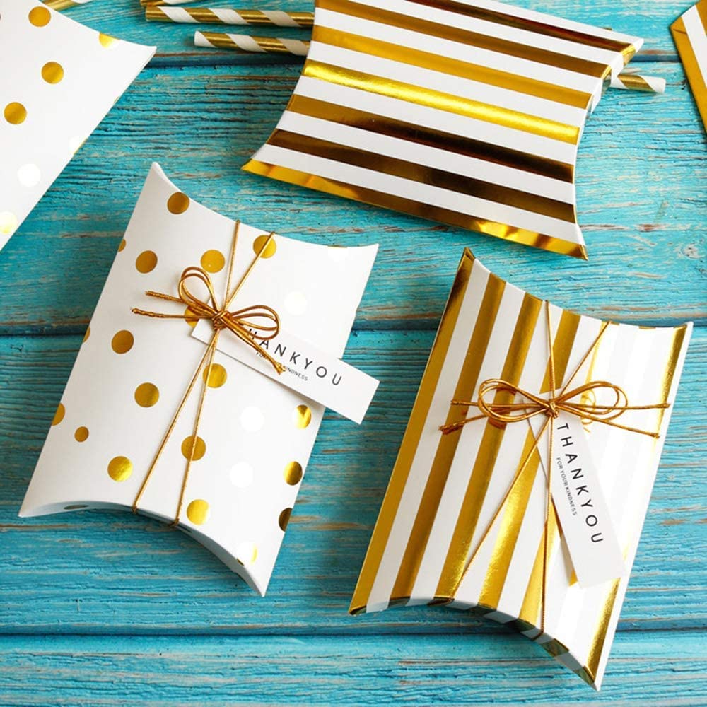 100 Stuks Kleine Geschenkdozen, Vintage Natuurlijke Kraftpapier Snoep Sieraden Dozen, Bruine Kussen Dozen Bruiloft Gunst Doos, Kit met Henneptouw voor Huwelijksgunsten Baby Shower Verjaardagsfeestje Benodigdheden