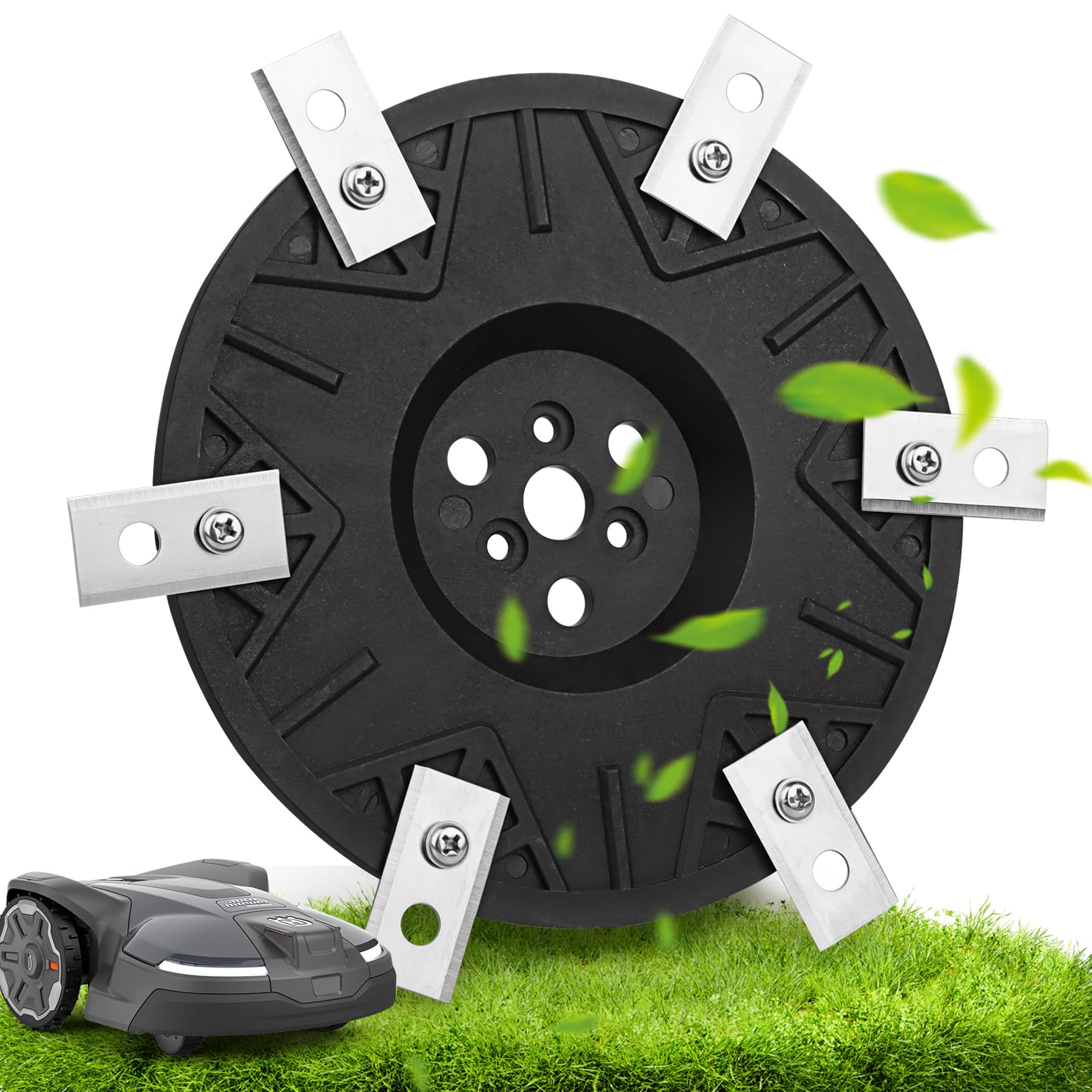 6 dischi per coltelli compatibili con Worx Landroid, M500 M700 WR167E WR141E Vision M600, disco per coltelli + 6 lame di ricambio compatibili, disco per coltelli compatibile con robot tosaerba Worx