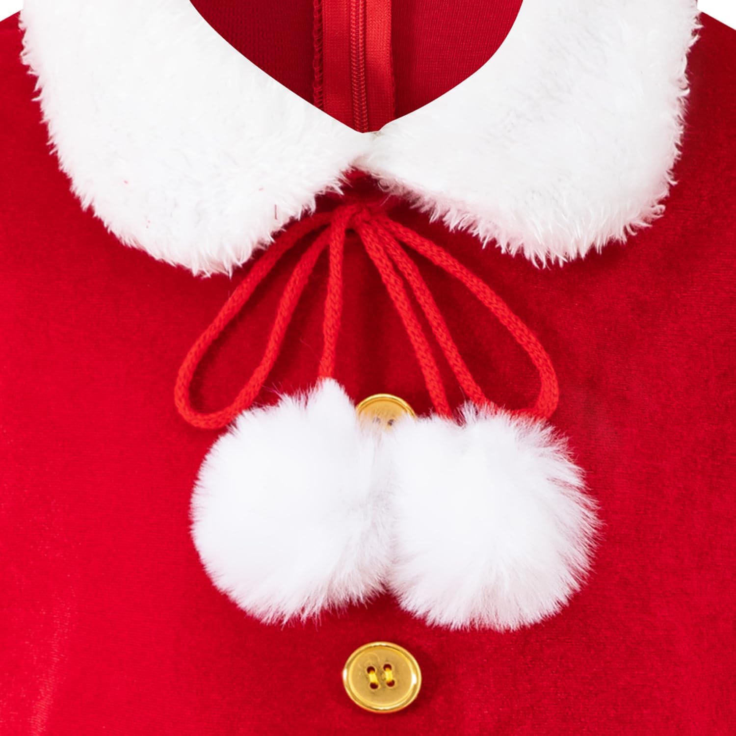 Okbebe Girls Santa Dress Up Christmas Kids Mrs Claus Dress Xmas Party Outfit with Hat Belt Socks - Image 3