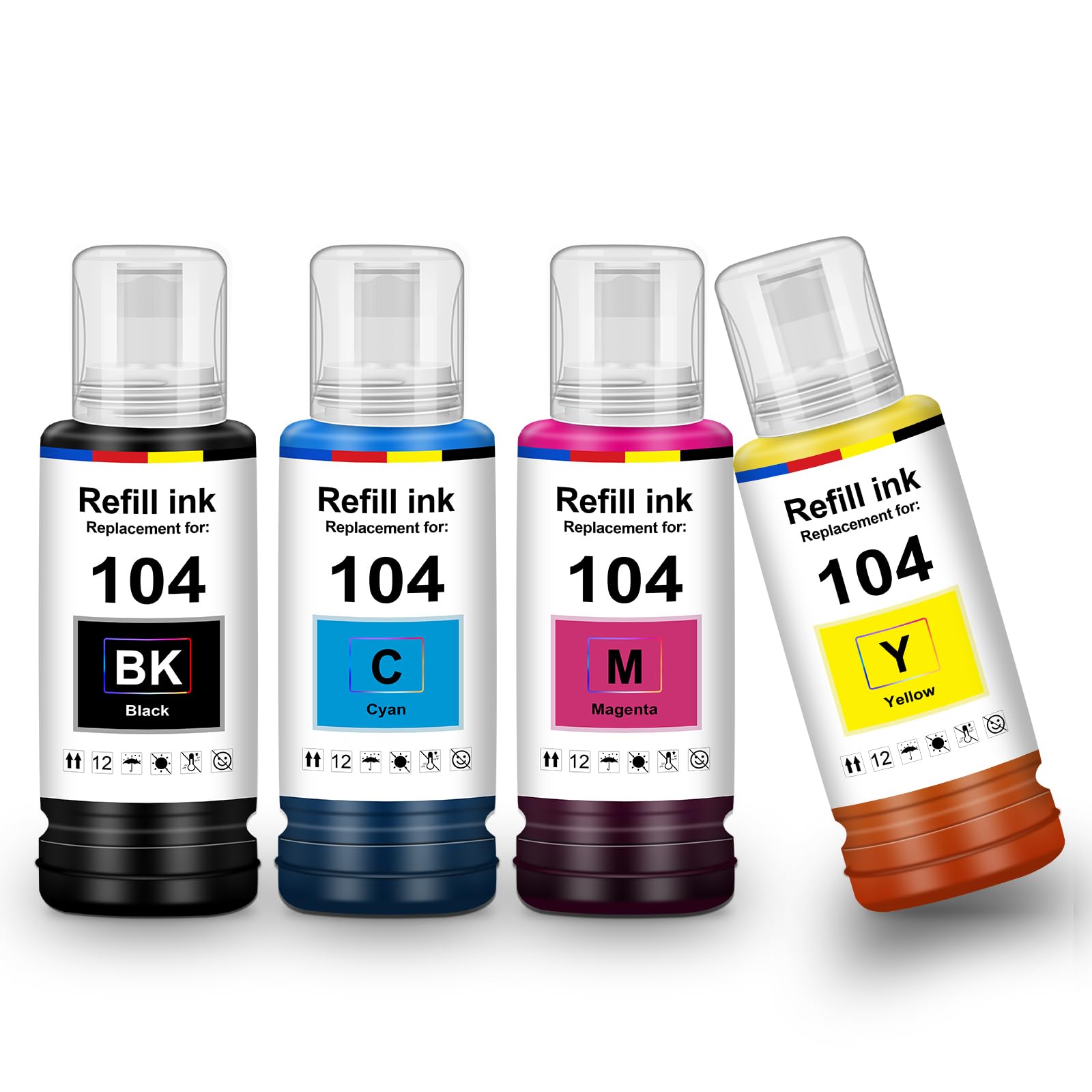 UniPlus Tinte ET-2870 ET-2810 ET-2820 ET-1810 ET-2720 ET-2840 ET-2826 Druckerpatronen Kompatibel für Epson E104 Multipack Refill Kompatibel für Epson Ecotank ET-2830 ET-2821 ET-4800 ET-4700