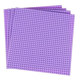 Strictly Briks Baseplate Set - Compatible with Lego, 10 x 10 in 4 Baseplates with 30 Stackers, Stackable Baseplates Buildbing Toy Blocks Custom Display Towers, Kids, Purple