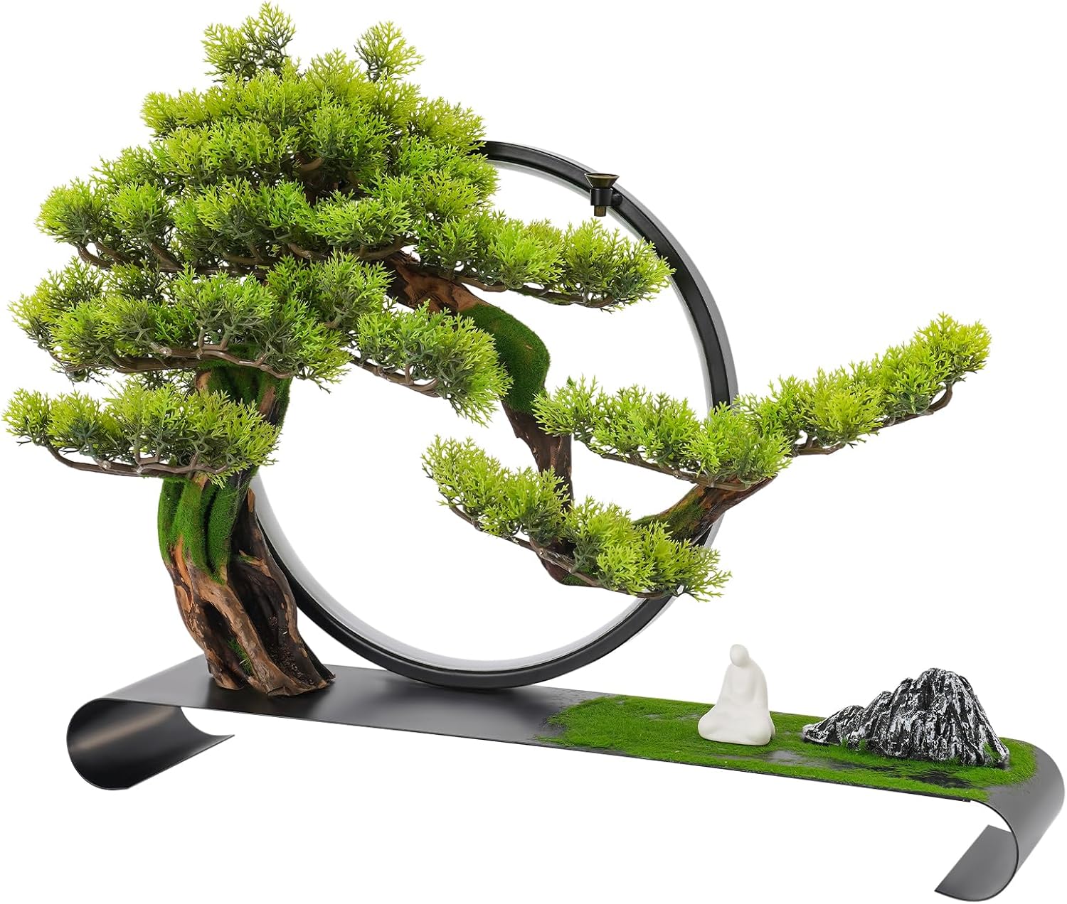 Artificial Tree with Light Ring, 5V Realistic Simulation Pine with Light Ring, Artificial Welcome Pine with Deer Decoration with LED Light，for Interior Space ((Zen Thought)