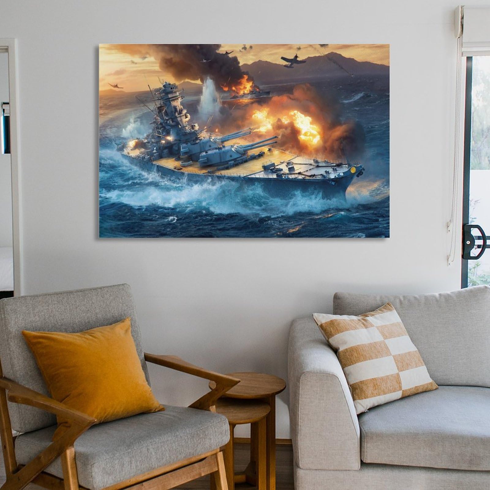Amazon.co.jp: 大和戦艦ウォールアートキャンバス絵画ポスター アート