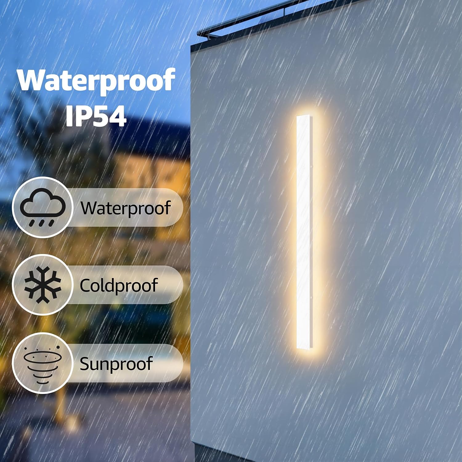 2 Pack 40inch Long Outdoor White Wall Lights 30W 3000K Modern Porch Lights Acrylic Waterproof IP65 Exterior Wall Light Fixtures for House Patio Porch Courtyard (White)