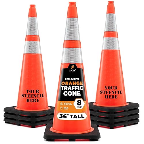 Miniatura 43 de Xpose Safety Conos de tráfico naranjas de 28 pulgadas con collares de 6 y 4 pulgadas, 1 paquete – Cono de seguridad de plástico PVC multiusos para