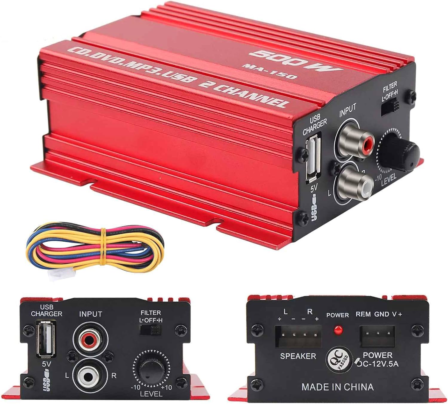 9-14V 2 Channel Mini Stereo Audio HiFi Bass Car Home Power Amplifier