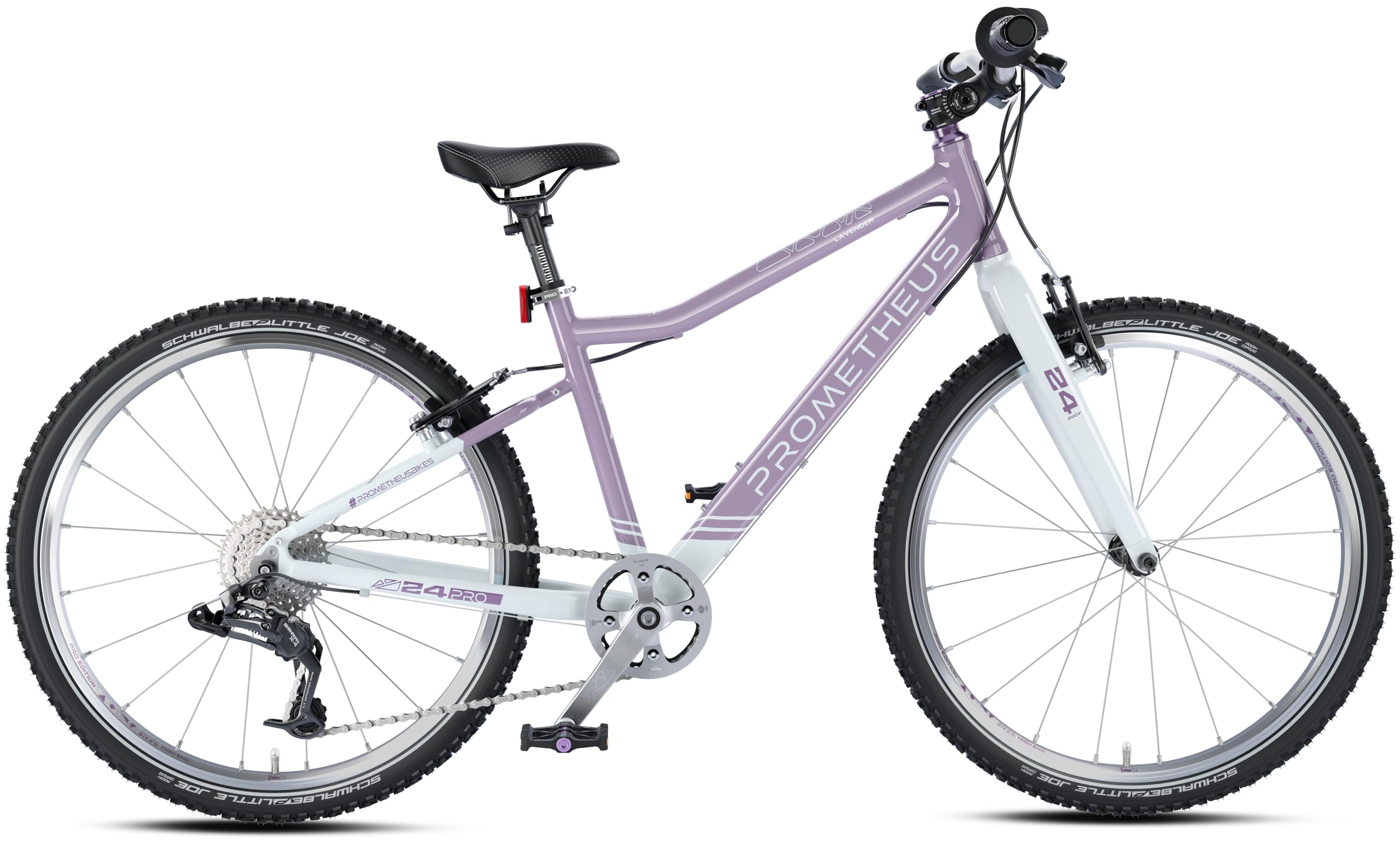 PROMETHEUS BICYCLES Bicicleta Niña 24 Pulgadas Aluminio SRAM X4 8 Velocidades Morado Blanco