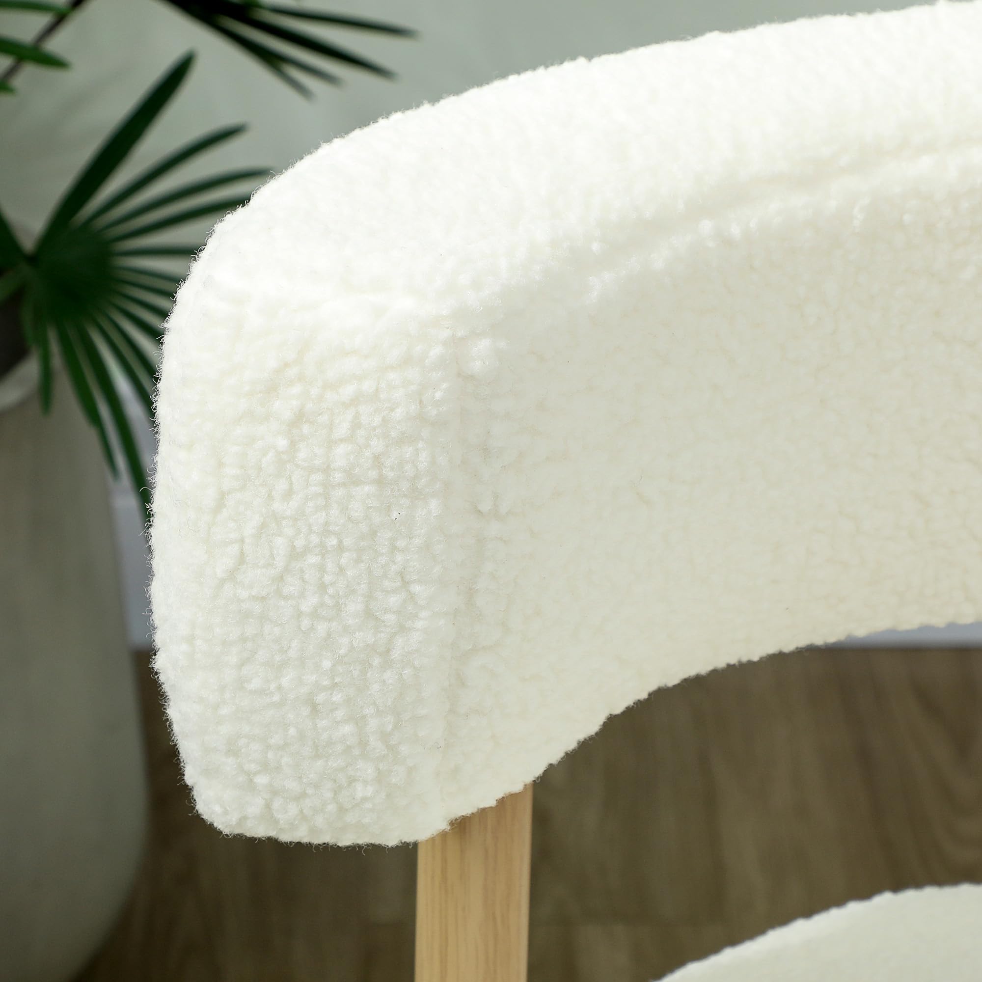 HOMCOM Sessel Loungesessel Relaxsessel mit Sherpa-Fleece, Metallbeinen in Holzoptik Polstersessel Lesesessel Einzelsofa für Wohnzimmer, Schlafzimmer, Cremeweiß