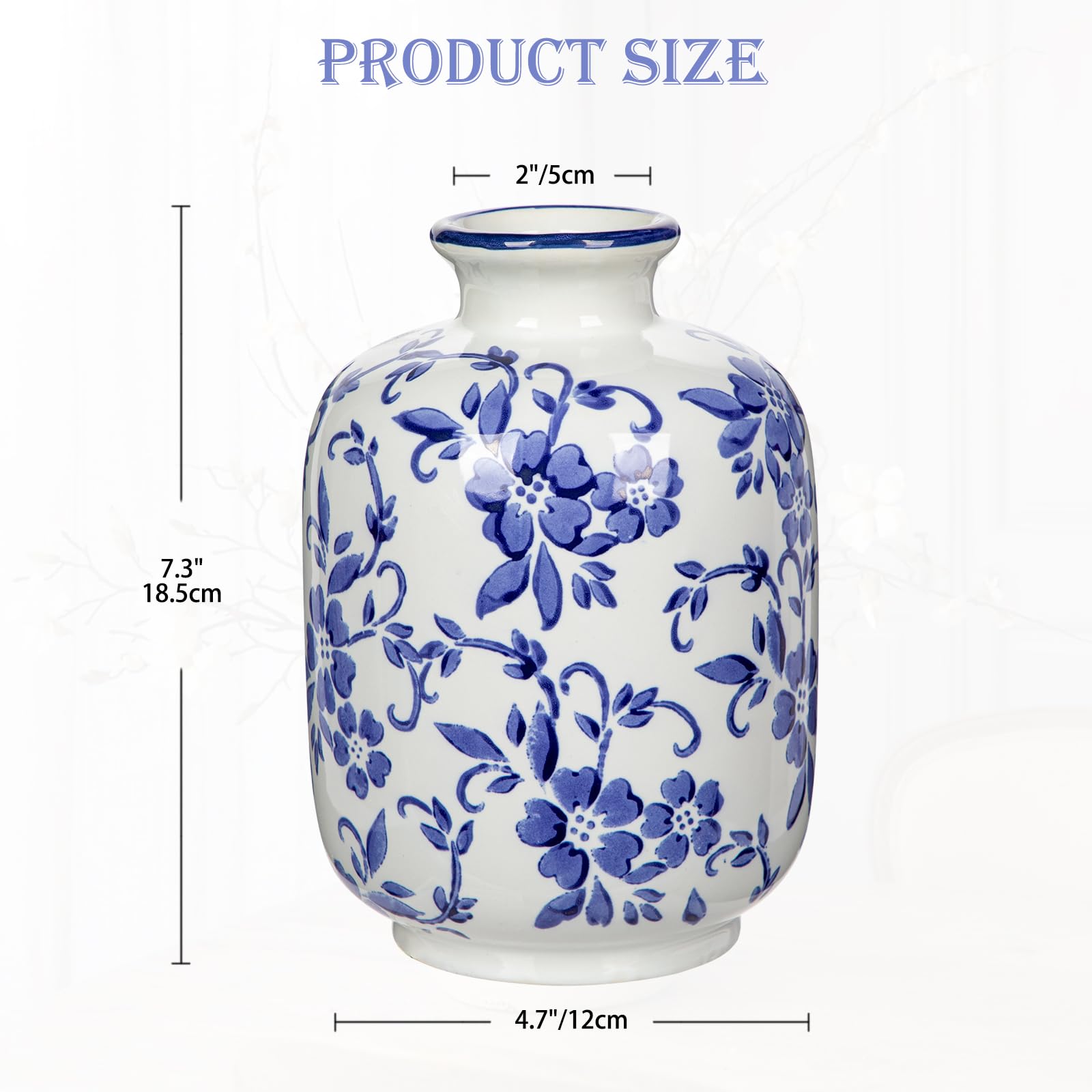 Amazon.co.jp: Hollyone 青と白の磁器の花瓶 大きなシノワズリー 花柄