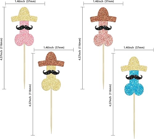 Miniatura 2 de Gyufise 24 adornos para cupcakes para despedida de soltero, sombrero con brillantina, para barba, divertido, despedida de soltera, cupcakes,