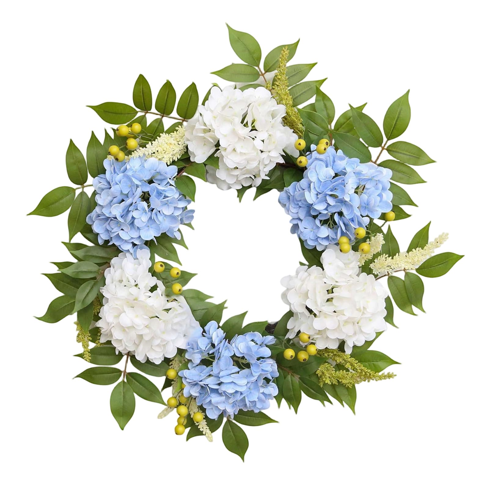 Kalttoy Handcrafted Artificial Hydrangeas Wreath Elegant Realistic Floral Garlands for All Season Home Decoration Permanent Artificial Wreath