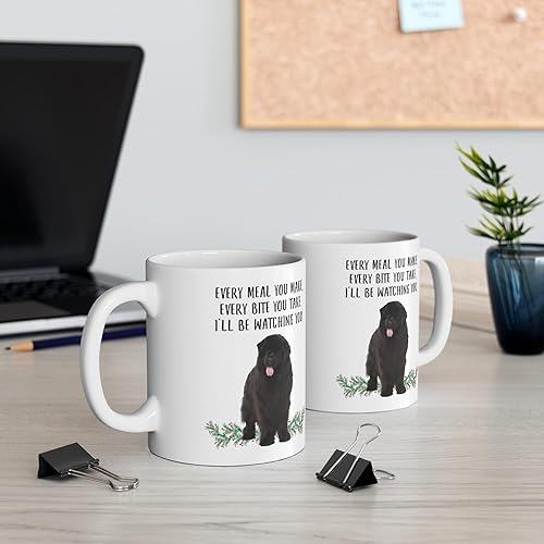 Miniatura 5 de Lovesout Taza de cerámica con texto en inglés «Every Meal You Make Every Bite You Take», diseño de perro de Terranova, color marrón, 11 onzas