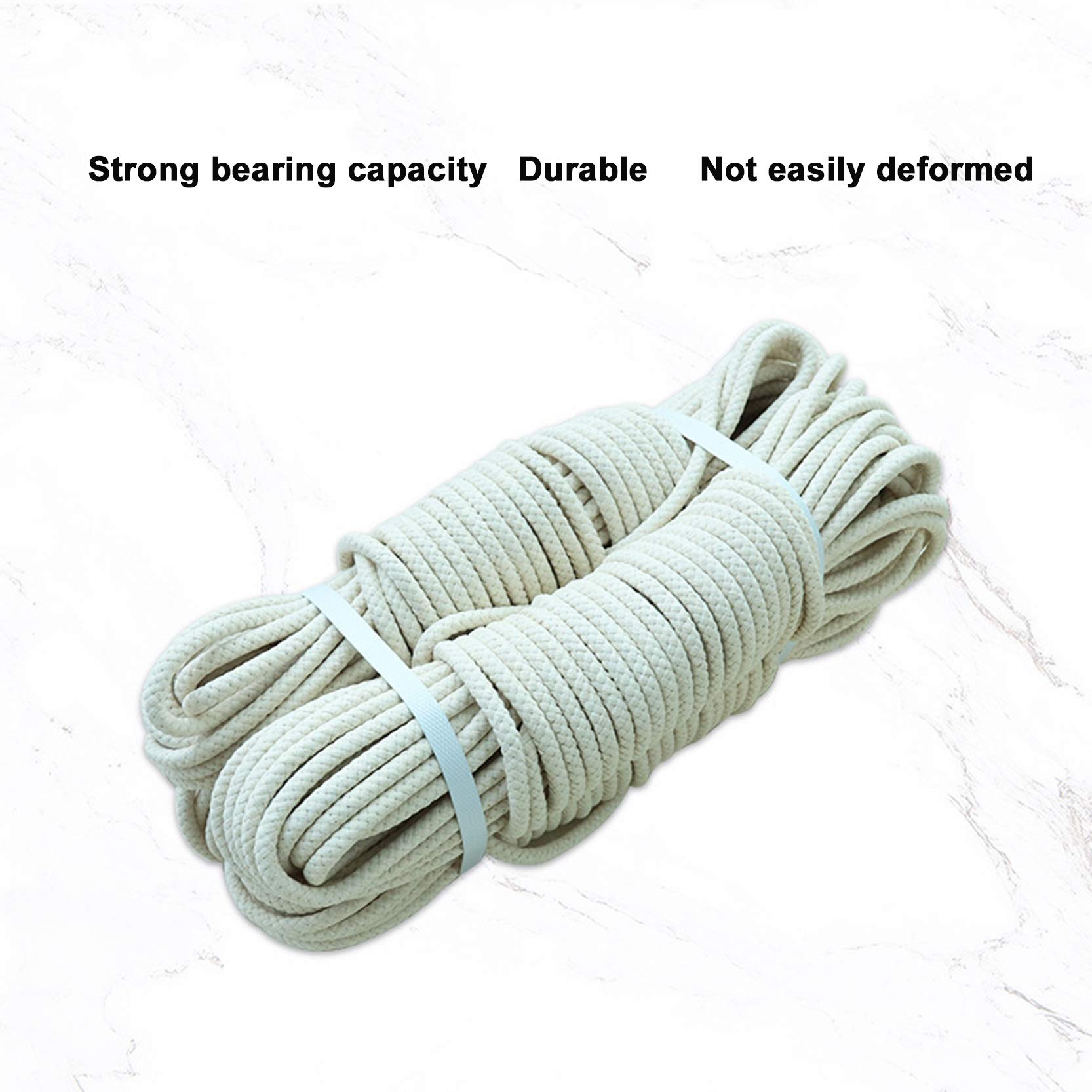 Cuerda de algodón Beige para Bandera,100m, Poste de Bandera, Cuerda de driza, Resistente y Duradera, Cuerda de algodón Multiusos para Colgar Ropa al Aire Libre, Atar Viajes, jardín,Beige-10mm