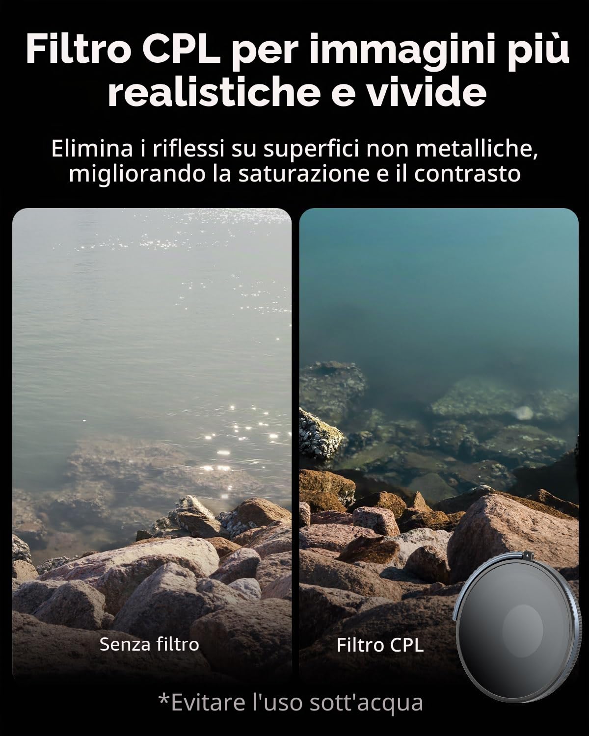 SMALLRIG Filtro CPL e VND 3-5 per DJI Osmo Action 4, che Combina ND8, ND16, ND32, CPL Fiter in uno, Filtri Polarizzatori a Densità Neutra, Accessori, Vetro Ottico HD Multistrato - 4941