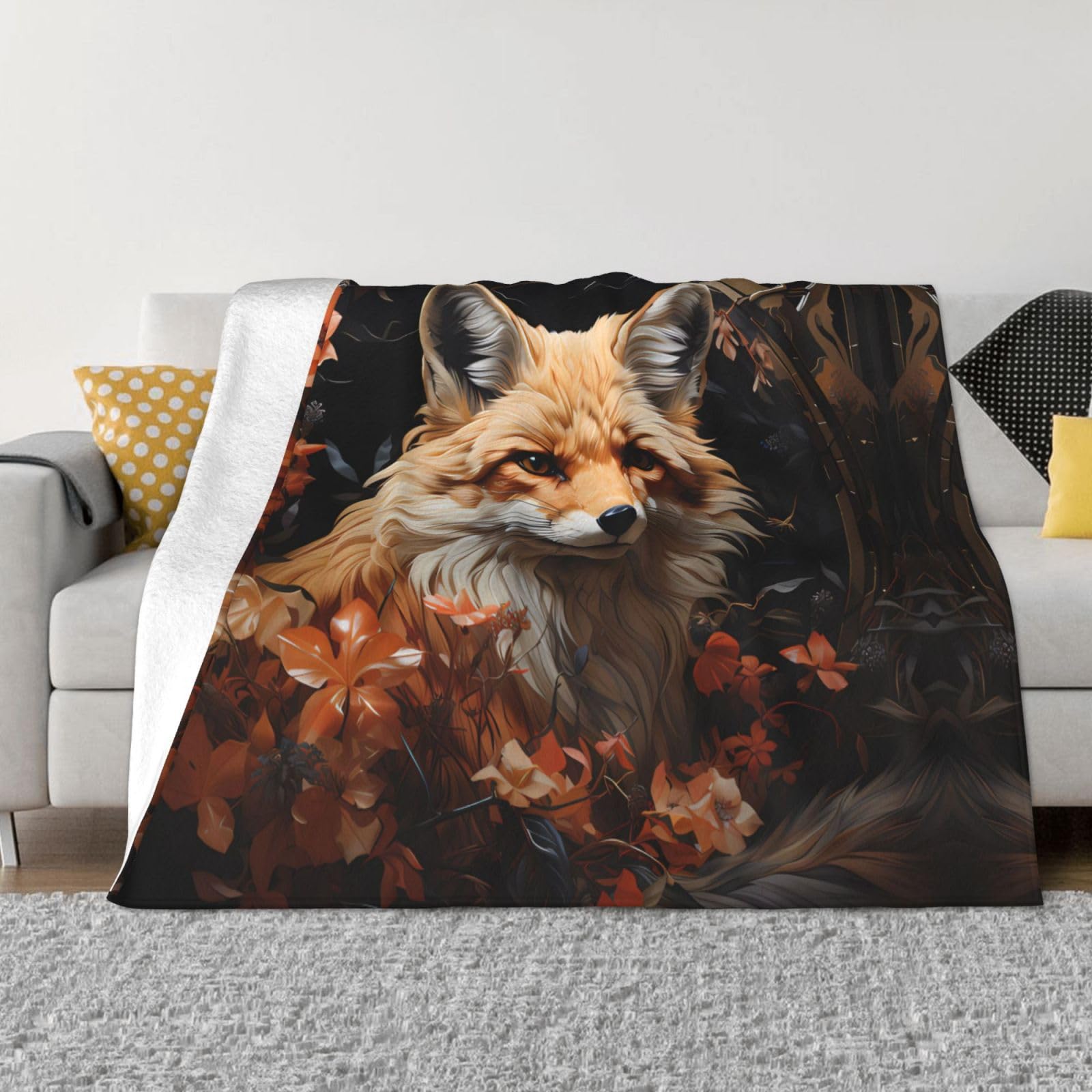 Couverture flanelle renard PHAYAH plaid doux grand format plaid pelucheux 203x152