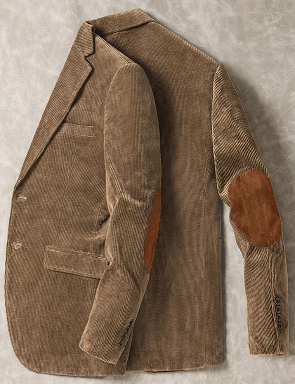 Chaqueta tipo blazer con parche en el codo para hombre, de pana, casual, con solapa de muesca, esmoquin de boda