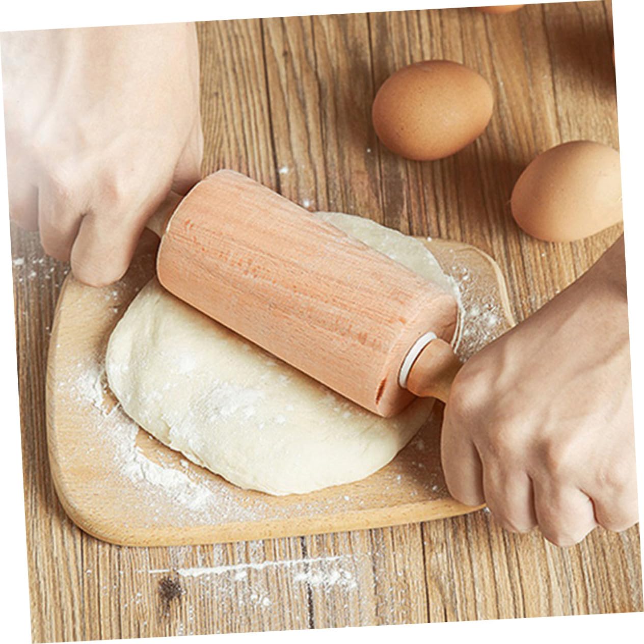 Cabilock 2 Piezas Rodillos de Madera sin Pintar sin Cera Rodillo para Hornear Pan Pasteles Galletas Pizzas Natural para Fondant