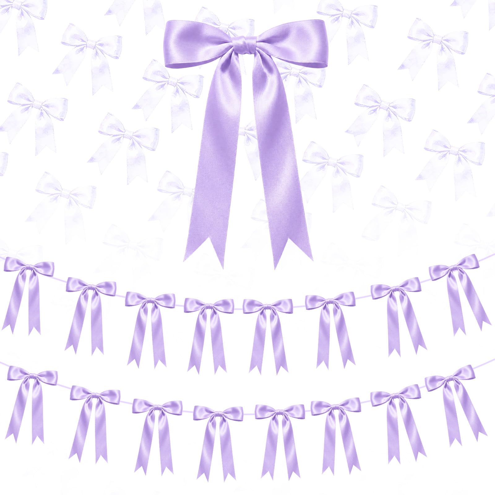 2 Strings Purple Bow Banner Decorations — image 1