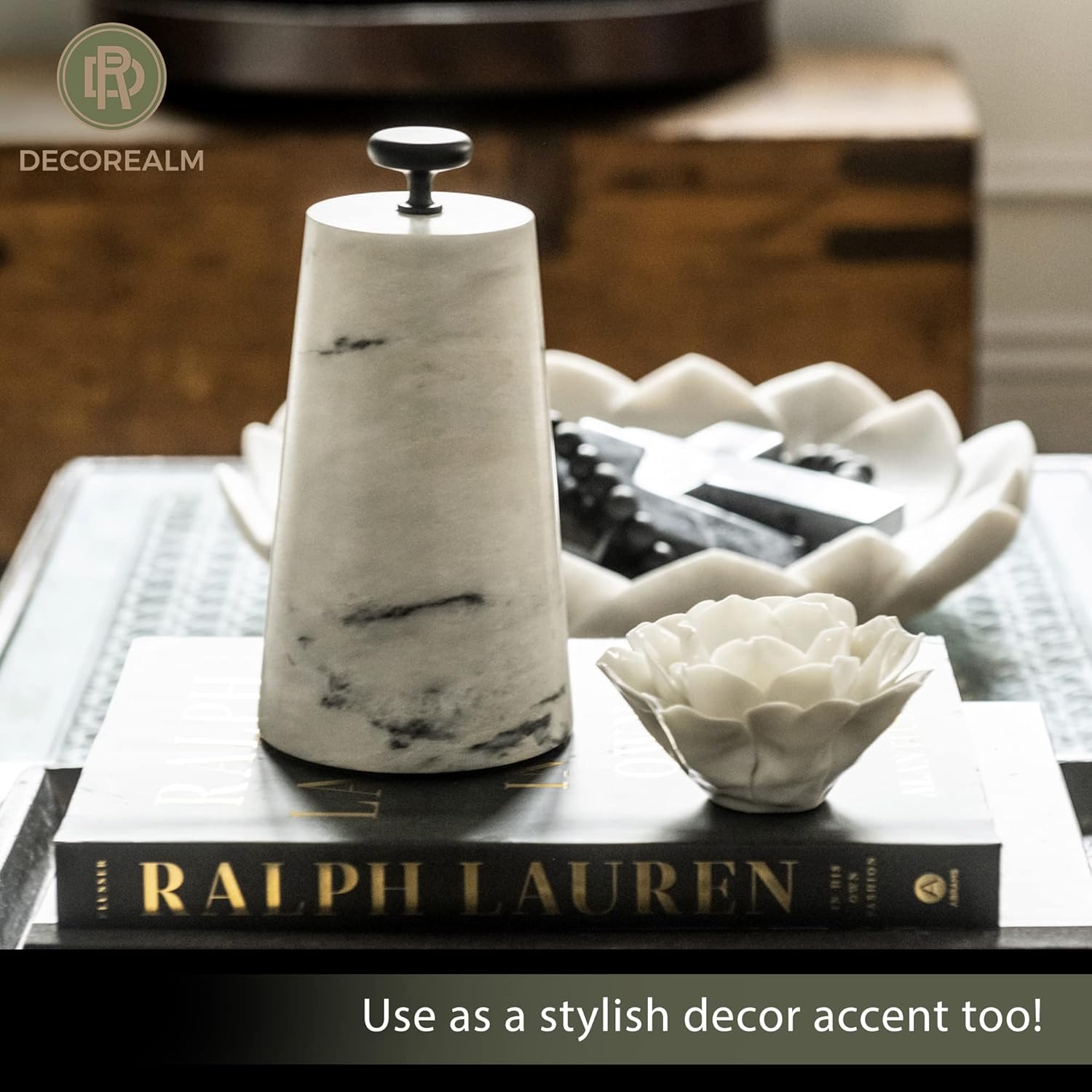 Marble Decorative Door Stop, Cute Door Stopper with Cast Iron Handle, Heavy Weighted Door Stop for Your Indoor or Outdoor Door, Heavy Door Stopper Weight/Rock for Country Home Decor (2 Knobs, 6lbs)