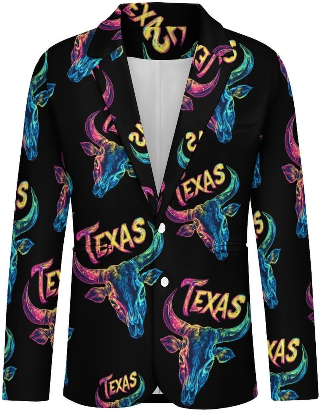 Bull Skull Texan Texas Suits Blazer for Men Casual Buttons Lapel Jacket Sport Coat