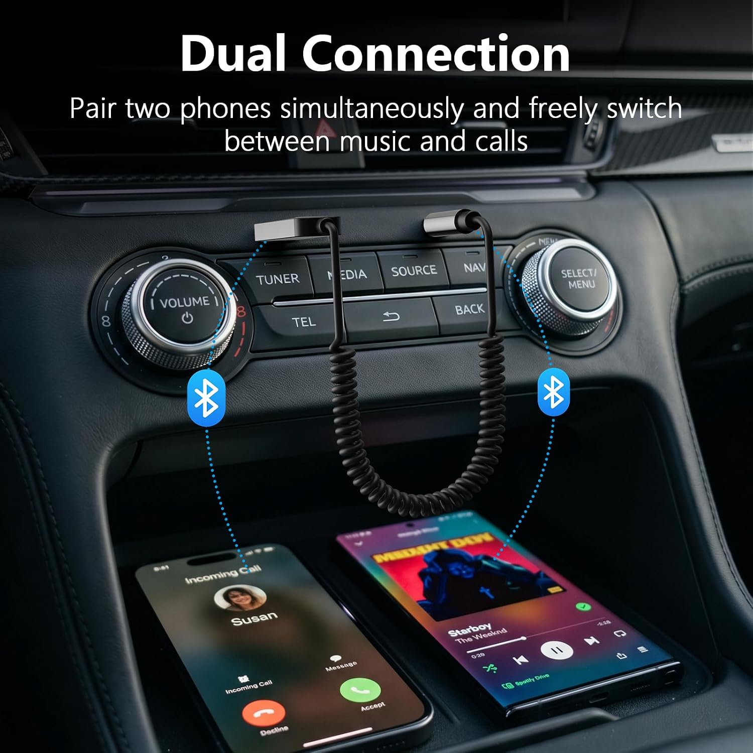 1Mii Aux Bluetooth 6.0 Car Adapter, 3.5mm Bluetooth Audio Receiver Cord | For Car Speaker Home Audio, USB Powered, Built-in Mic for Hands-Free Calls, Wireless Music Streaming, Plug & Play 8 71JjVF0hfKL. AC SL1500
