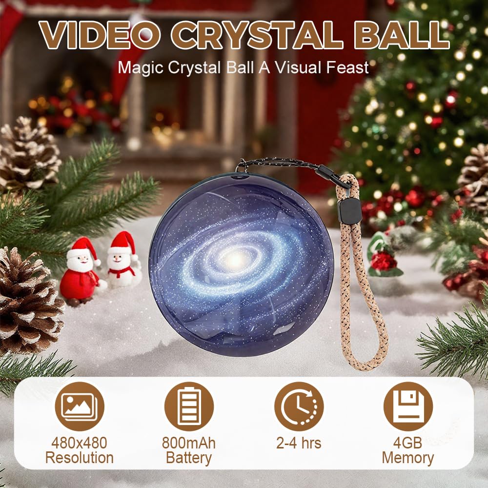 Sfera Di Cristallo Magica Con Video: Memory Orb WiFi, 2.7", Caricabile USB-C, Per Decorazione E Regali Personalizzati - Nero, Blu, Rosa...