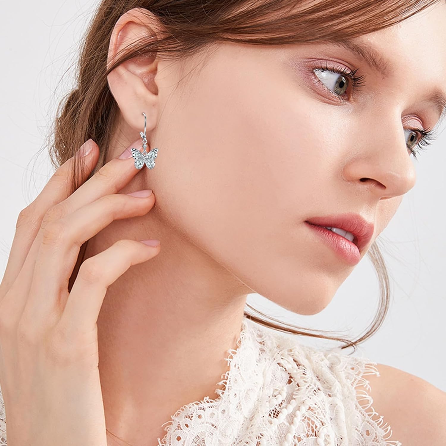 MEDWISE 925 Sterling Silver Butterfly Earrings - Hypoallergenic Opal Earrings for Women, Butterfly Dangle Dainty Infinity Jewelry Birthday Gifts for Women Her - Image 4