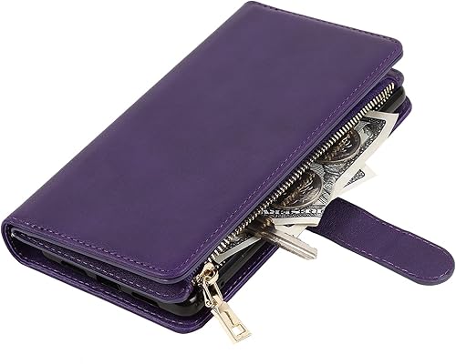 Miniatura 6 de Cavor Funda magnética para Samsung Galaxy S23 Ultra con soporte y correa, funda de cuero a prueba de golpes y tapa de cuero a prueba de golpes para