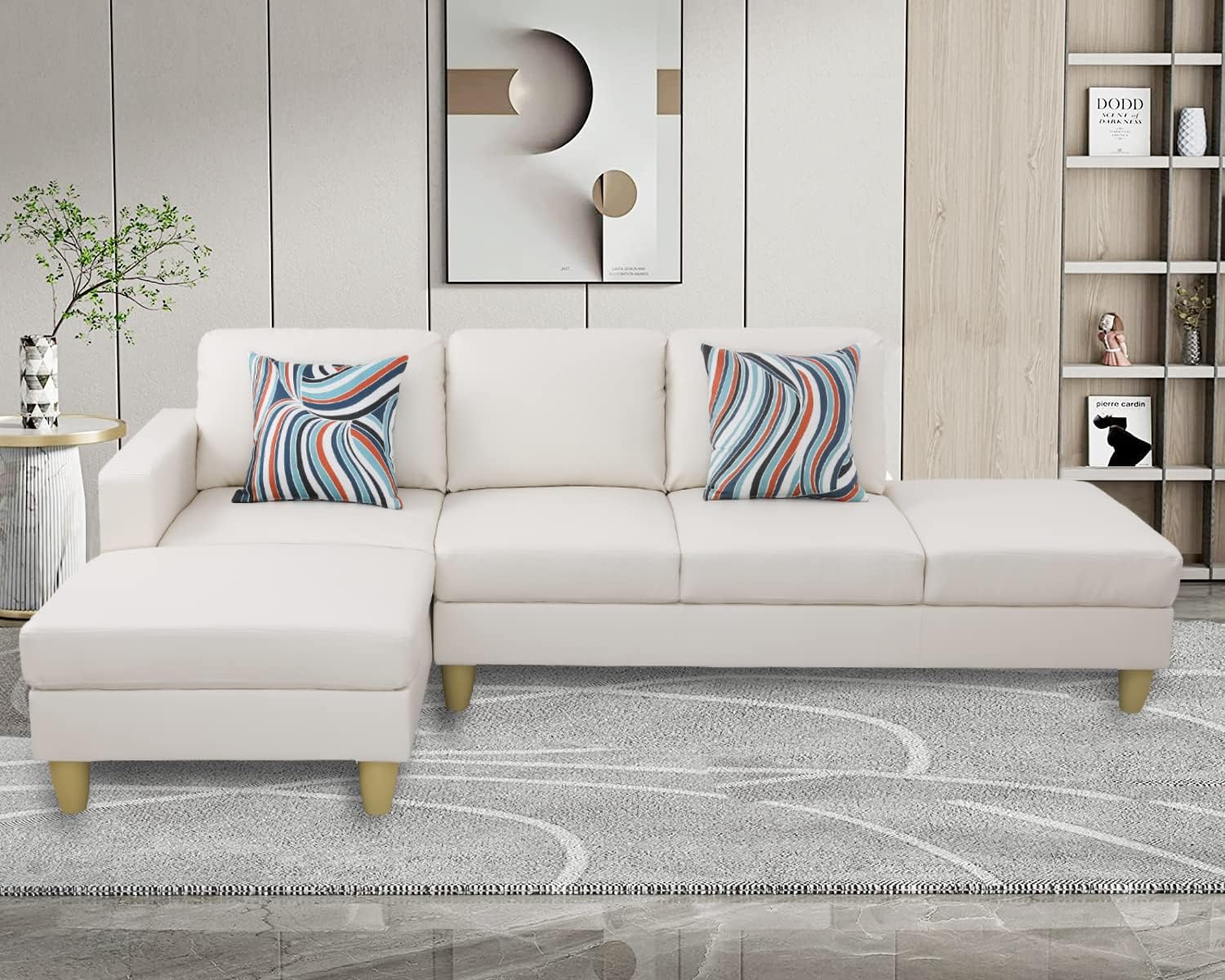 Nautery Leather Sectional Couch,Small Couch for Living Room