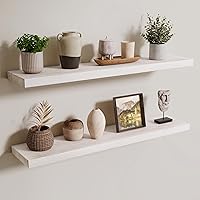 Vista 27 de Axeman Estantes flotantes de madera de olmo rústico para pared, estante de pared de 48 x 8 pulgadas de profundidad con soporte invisible, estantes