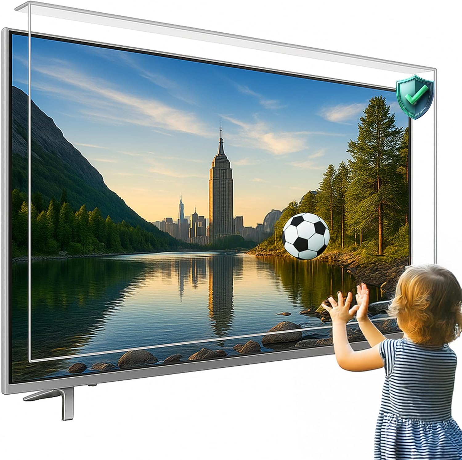 Pro Smart - Pellicola protettiva infrangibile per TV da 24, 27, 32, 40, 43, 50, 55, 65, 75, 77, 83, 85, 86, 98, 254 cm, per OLED, QLED, LCD, UHD, 4K e 8K, facile installazione, resistente ai raggi UV