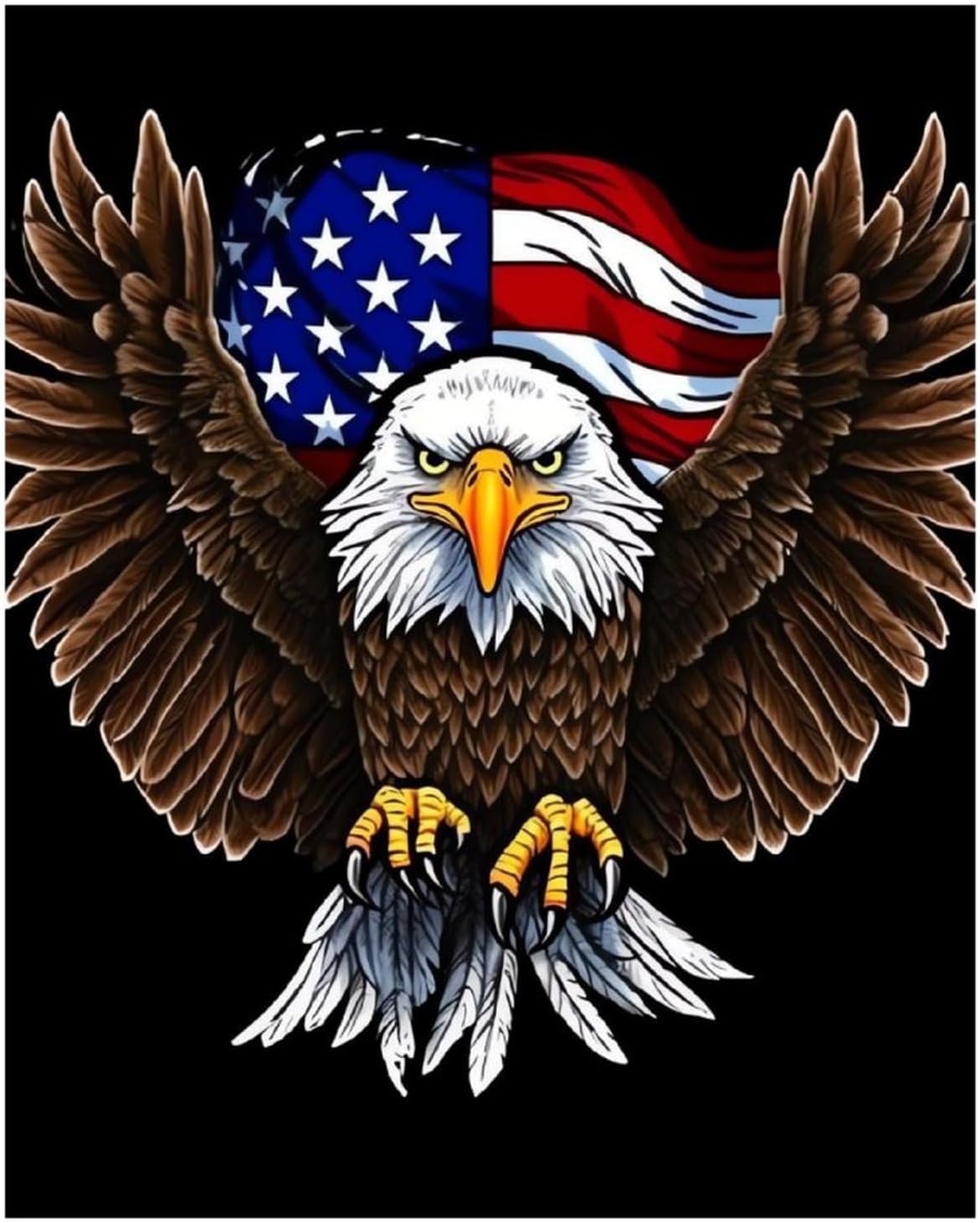 USA Flag Patriotic Eagle Diamond Art Painting Kits for Adults Full Drill Gem Art Painting Kit Round Full Drill Diamond Dots Paintings Picture DIY Diamond Painting for Home