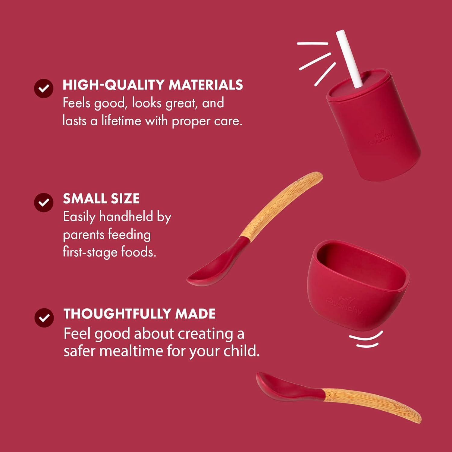 Avanchy Silicone La Petite Essential Collections Gift Set Magenta - Includes Mini Silicone Bowl, Silicone Cup, and Bamboo Baby and Infant Spoons - Baby Food Set - Baby Shower Gifts : Baby