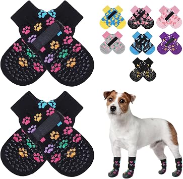 SCENEREAL Anti Slip Dog Socks to Prevent Licking Paws for Hardwood Floors