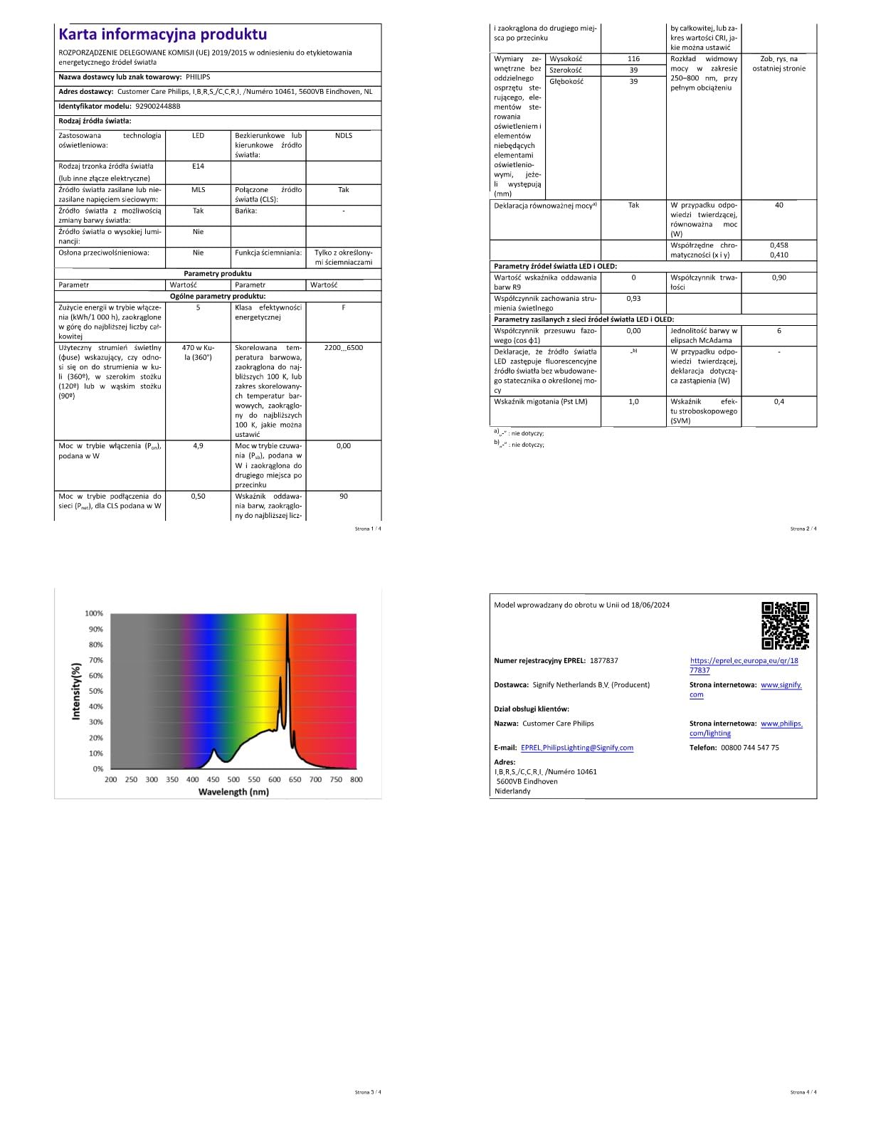 Philips Smart Lighting, Ampoule Connectée LED RGB C37, Pack 4, Culot E14, 470 lm, Lumière Couleur et Blanc Réglable 2200-6500 K, Gradation Faible, Connected by WiZ, Alexa, Google Home, Apple Home