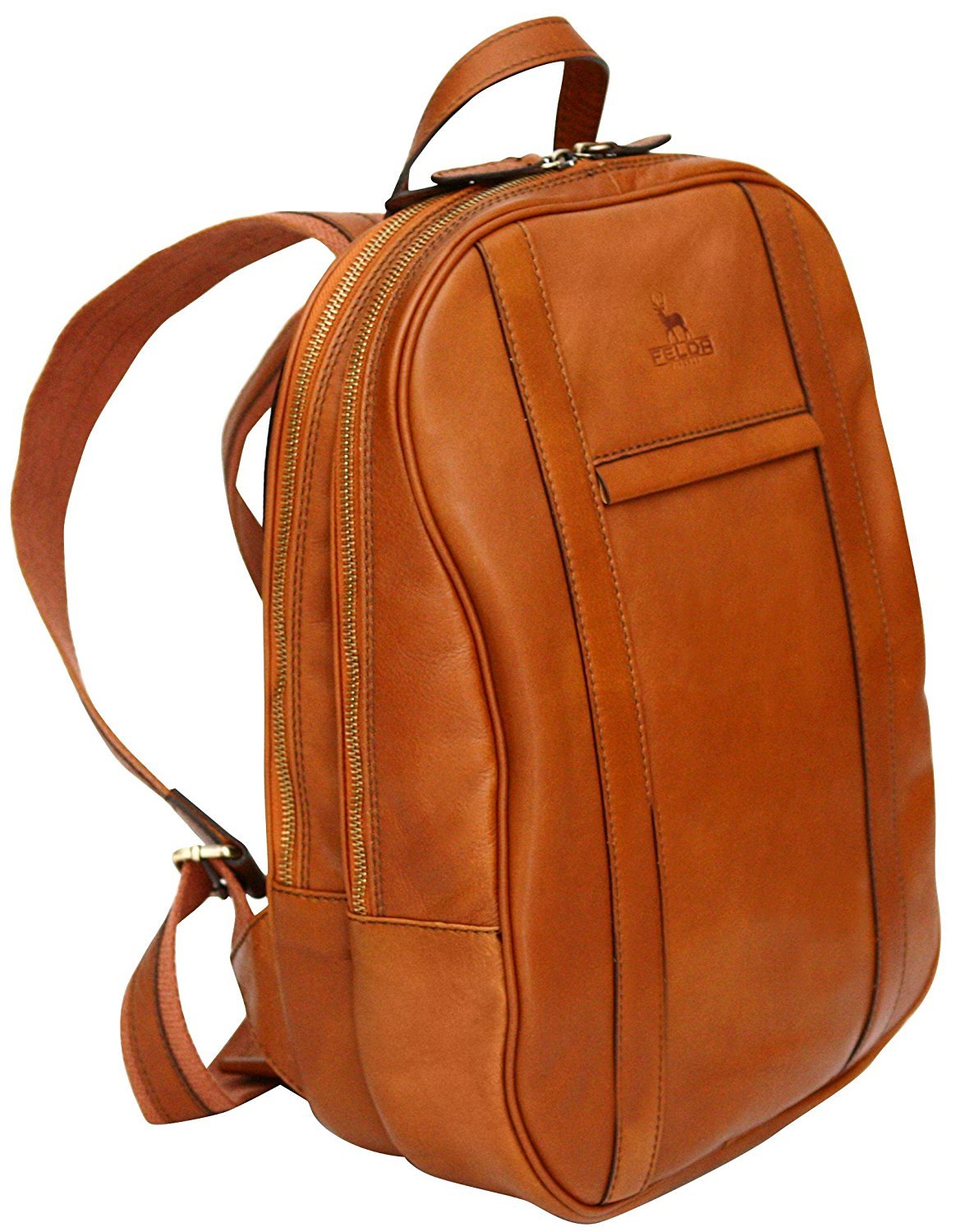 Felda Firenze Genuine Leather Laptop Backpack - Adjustable Shoulder Strap - Tan