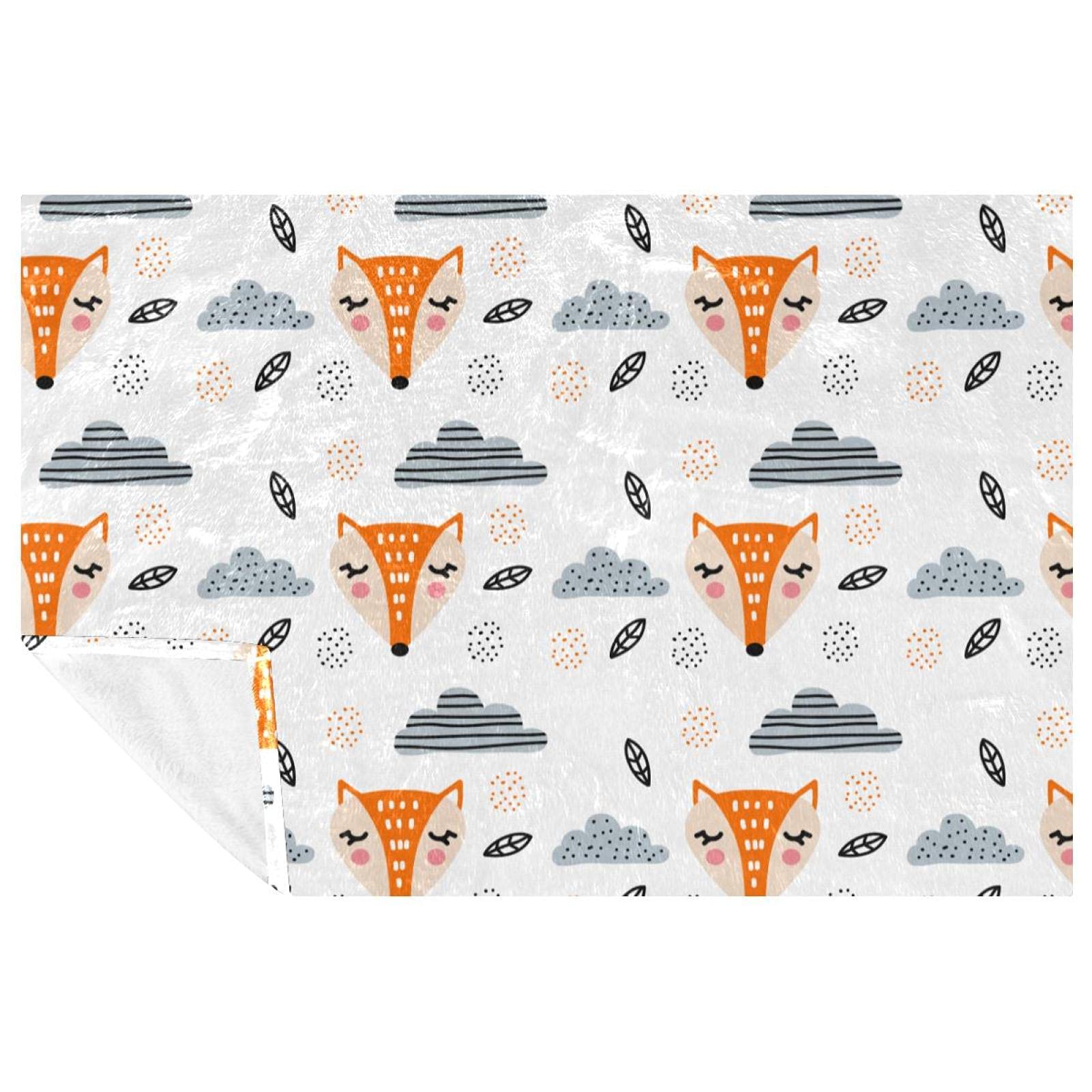 Couverture chaude imprimé nuages et renards 150x100 plaid canapé lit