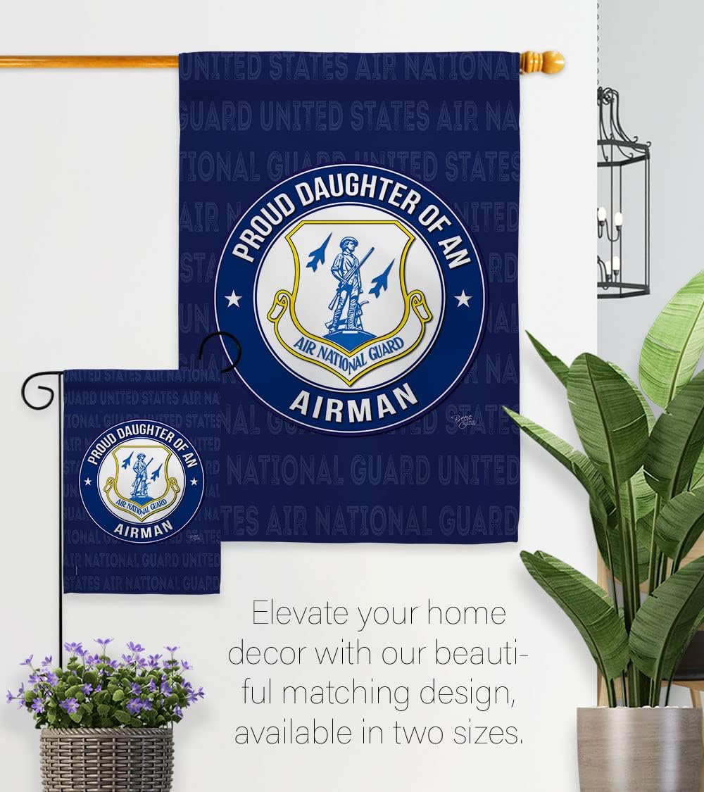 Breeze Decor National Guard Air Proud Daughter Airman Garden House Flag-Set Armed Forces ANG United State American Military Veteran Retire Official Banner Small Yard Gift Double-Sided, Made in USA