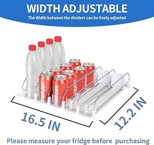 Miniatura 3 de Organizador de bebidas para refrigerador, dispensador de latas de soda, dispensador de nevera para refrigerador, 5 filas y 20 latas de 12.2 pulgadas