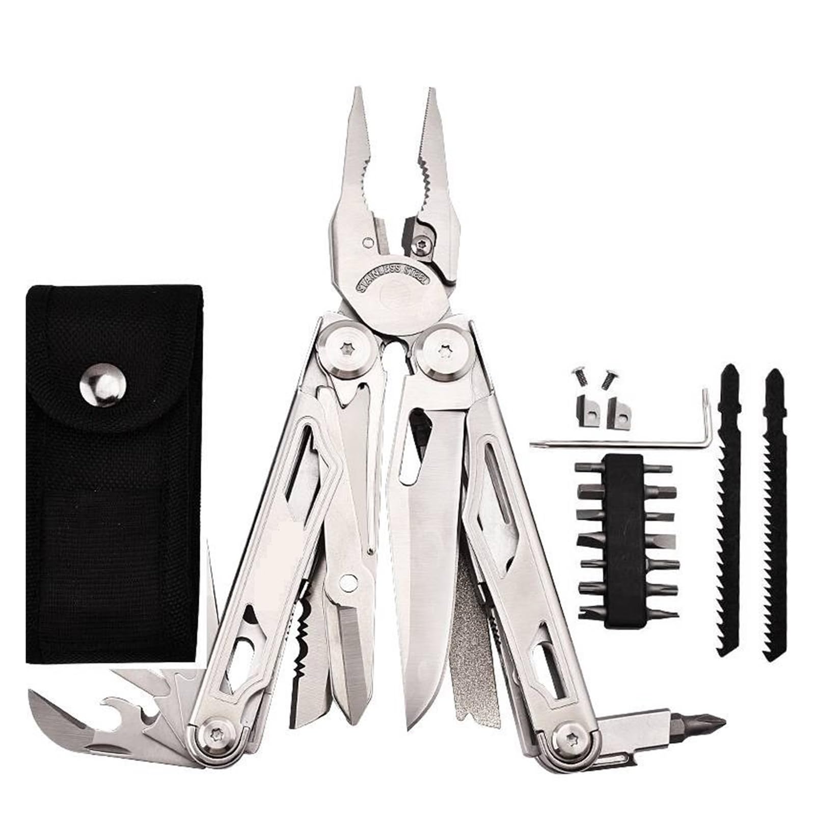 DL30 Multitools Hand Diy Multi Tools Multitool Clamp Noże składane Nożyczki EDC Survival ar Manual Pliers(DL30-Grey)