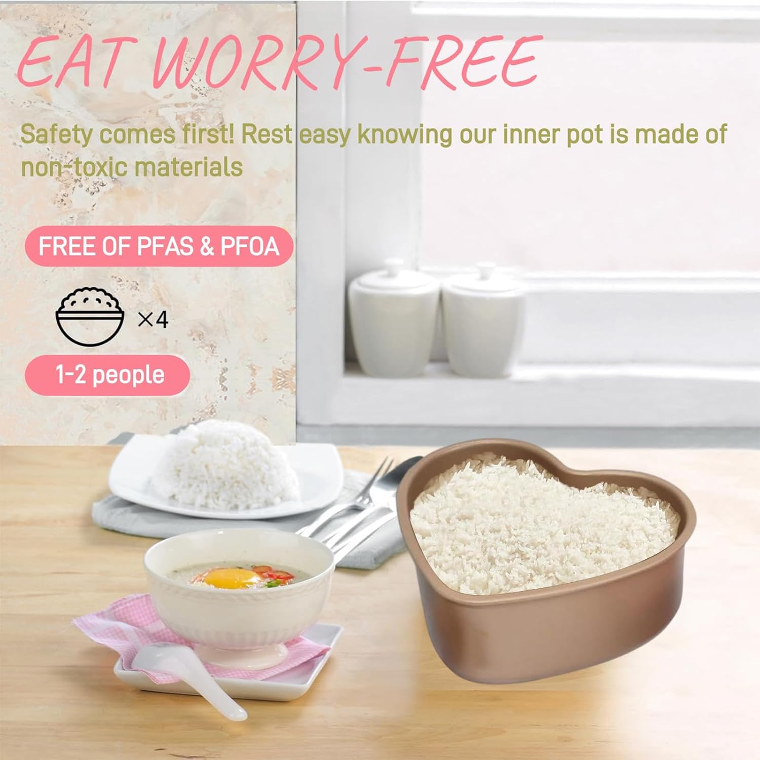 Pink Rice Cooker 1.8L Heart Shaped Rice Cooker with Removable Non-stick Pot, Preset Timer and Automatic Heat Preservation, Slow Cooker, Baking Gifts for Women, House Warming Gifts New Home, Mothers Day Birthday Housewarming Present