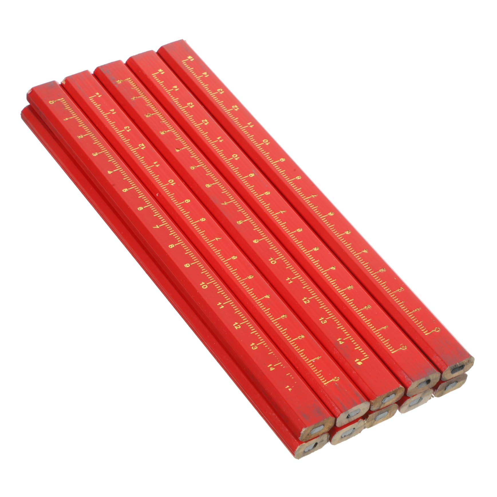 STOBOK Crayon de Charpentier Octogonal Lot de 50, avec Échelle Rouges