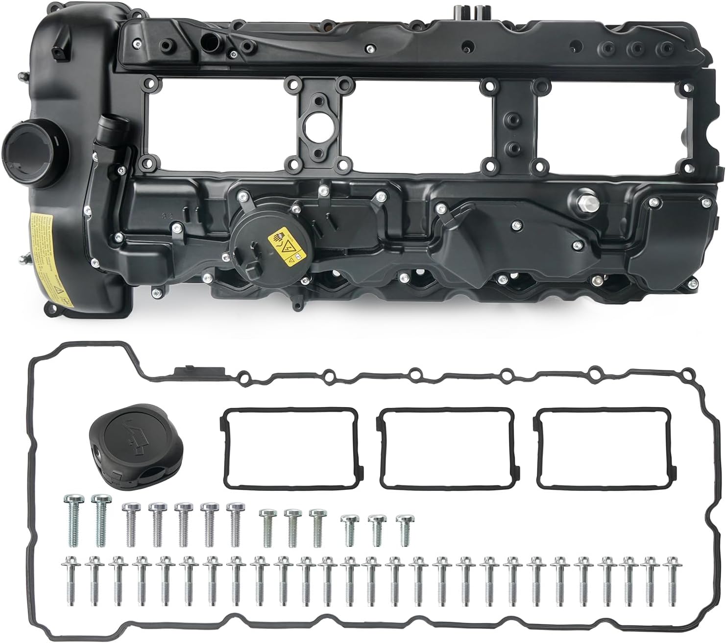 N55 Engine Valve Cover Kit with Gasket & Bolt & Oil Cap Compatible with 2010-2019 BMW 328i 335i 135i 235i 435i 530i 535i 640i 740i 740Li M135i M2 M235i xDrive X1 X3 X4 X5 X6, 3.0L Replace 11127570292