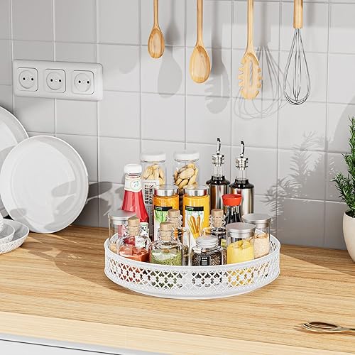 Miniatura 9 de Ovicar Lazy Susan - Organizador giratorio de 11 pulgadas, estante de especias giratorio de metal Lazy Susan para gabinete, despensa, cocina,
