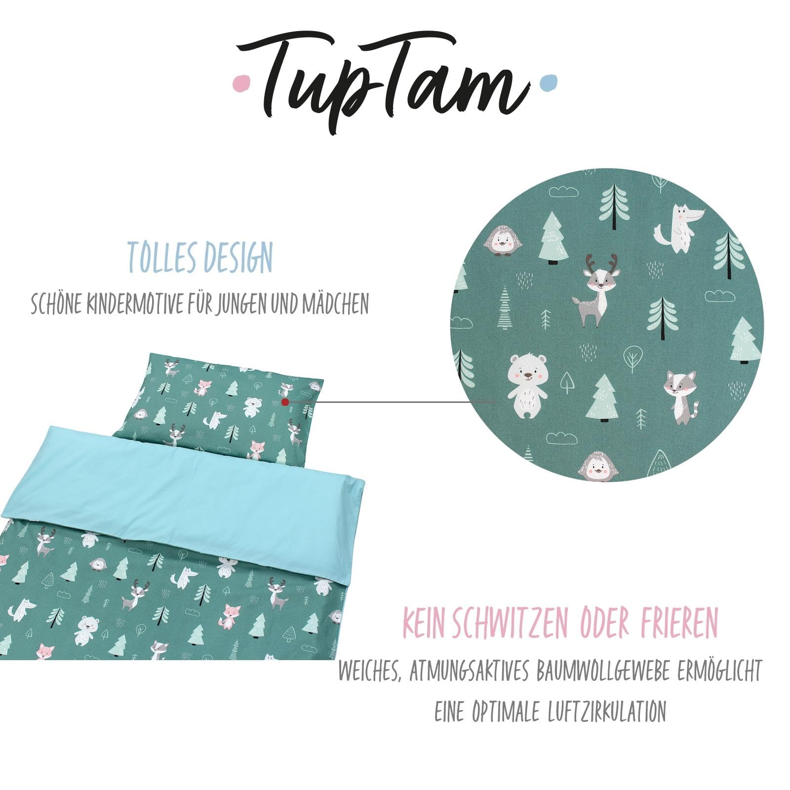 TupTam Juego de Ropa de Cama para Niños, de 2 Piezas., Conejo/Rosa/Lunares, 120x90 cm — view 46
