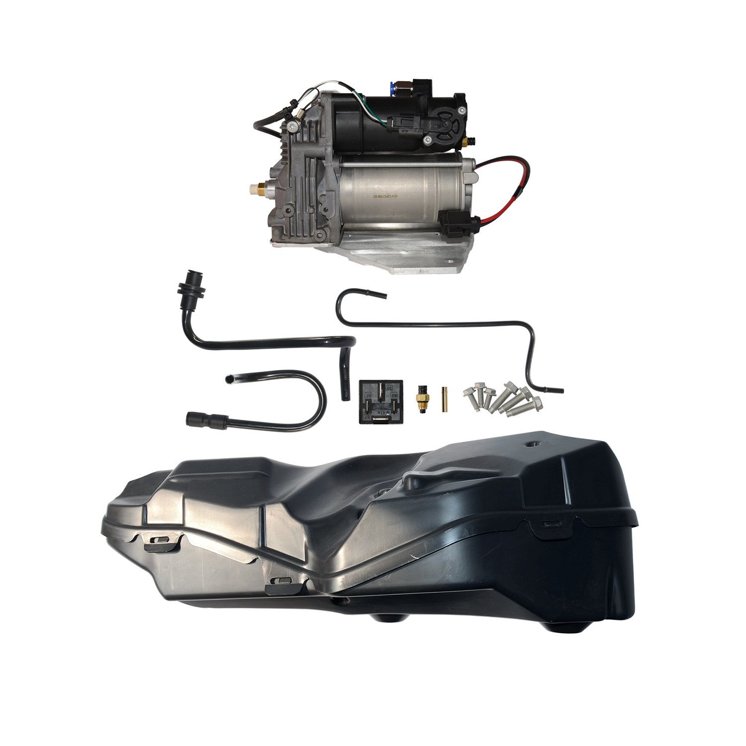 Bisenya LR023964 AMK Style Compresseur de suspension d'air et housses - Compatible avec Dis-covery 2005-2009 LR3, 2010-2014 LR4, Ran-ge Ro-ver Sport 2006-2013 LR044360 LR045251